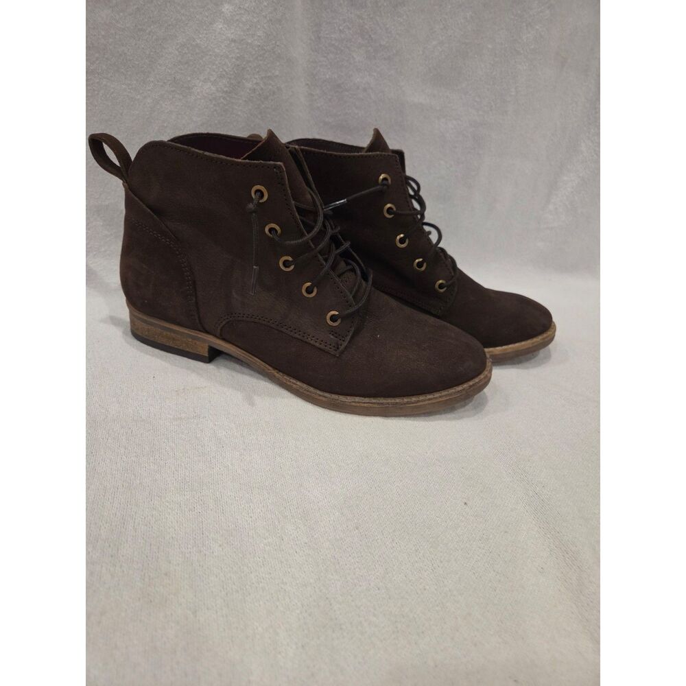 Diba Eli Dark Brown Suede Lace Up Ankle Boots Genuine Leather 7.5 Cottagecore